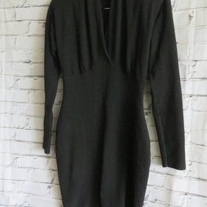 Vintage 1980s Little Black Hip Hugging Sexy Dress With Spandex